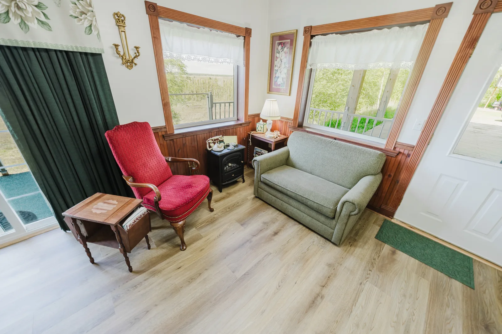 Private suite viewing deck with forest view